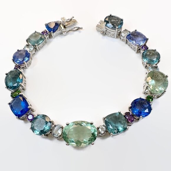 Spinel Bracelet, Topaz, Sterling Silver, Designer, STS, Chuck Clemency - Picture 1 of 6